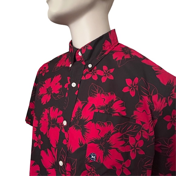 Chaps Easy Care Shirt Floral Hibiscus Tiki Hawaiian Button Front w/ Placket NWOT - Picture 5 of 16